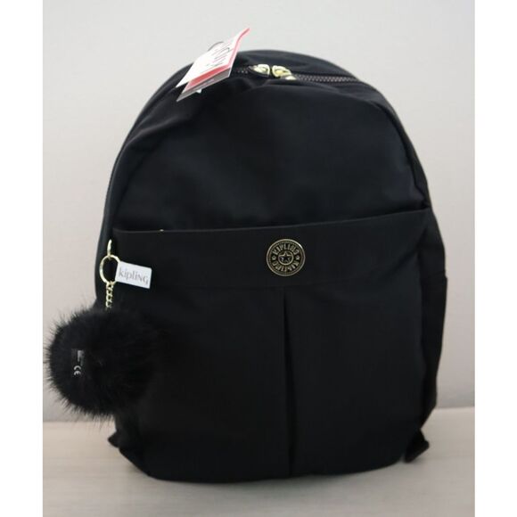 Kipling KIA2C8-0OX Women's One Size Jet Black Satin Carla Backpack - Picture 2 of 16
